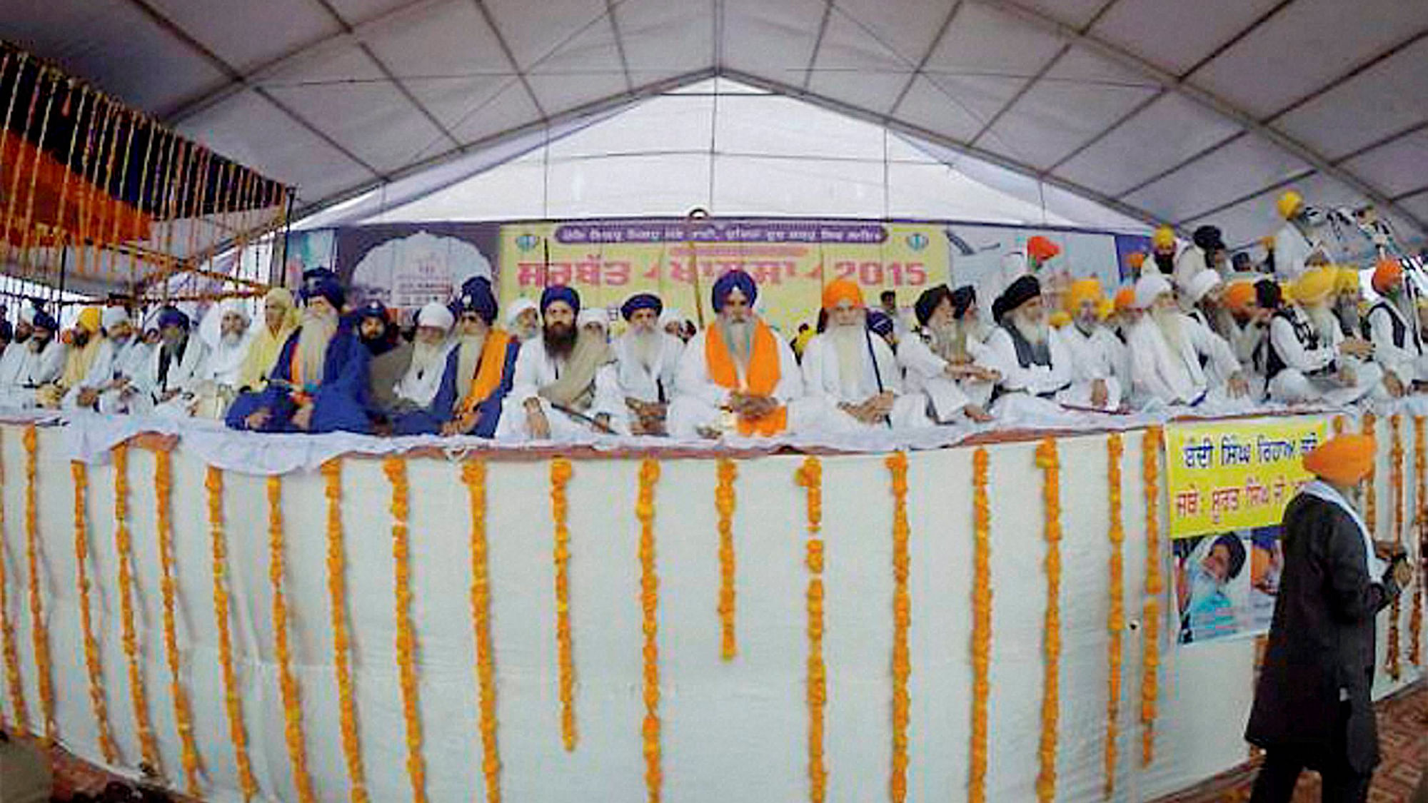  Sikh Panth leaders participating in Sarbat Khalsa at Chaba near Amritsar. (Photo: PTI)&nbsp;