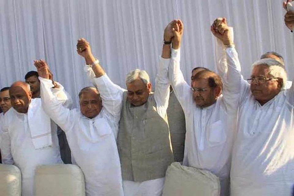 The Janata Parivar, before Mulayam Singh and the SP walked out. (Photo: <a href="https://twitter.com/JanataParivar">Twitter.com/@JanataParivar</a>)