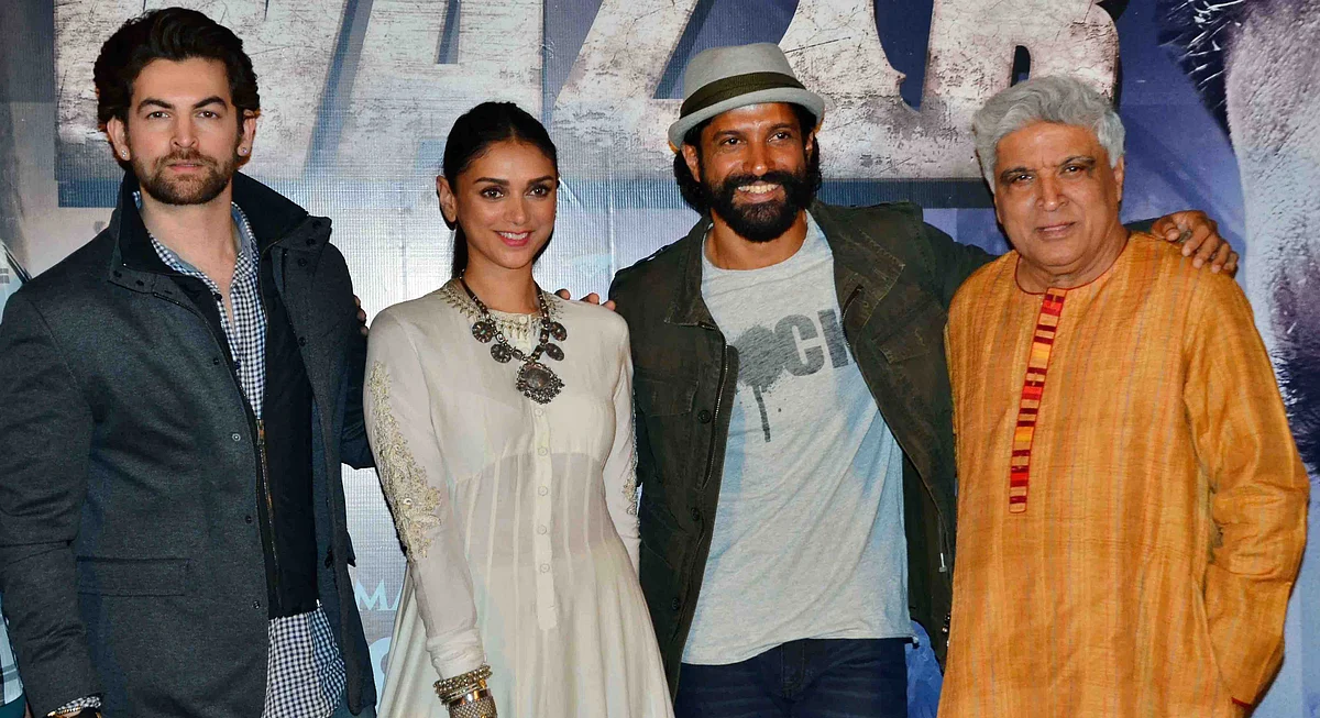 Neil Nitin Mukesh, Aditi Rao Hydari, Farhan Akhtar and Javed Akhtar at the launch of <i>Wazir’s </i>trailer (Photo: Yogen Shah)