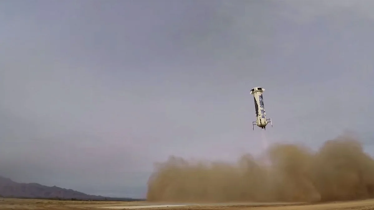 The reusable rocket by Blue Origin. (Photo: <a href="https://www.youtube.com/channel/UCVxTHEKKLxNjGcvVaZindlg">Blue Origin</a>)