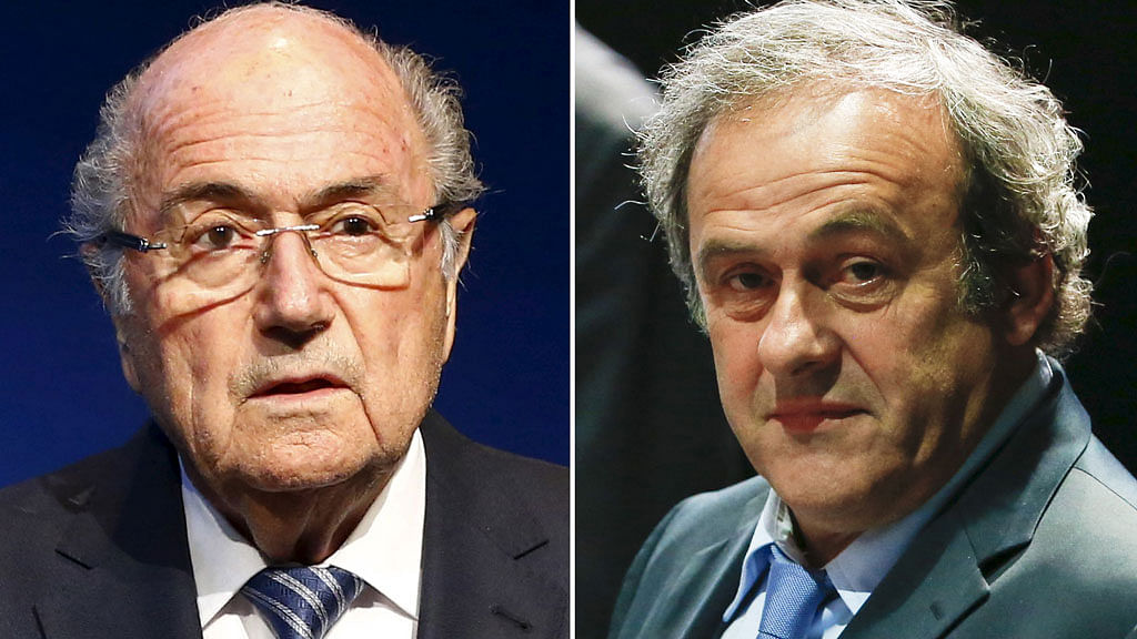 Combination file Photo of Sepp Blatter and Michel Platini. 