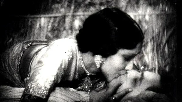 Devika Rani and Himanshu Rai in Karma (1933) (Photo: Youtube screengrab)
