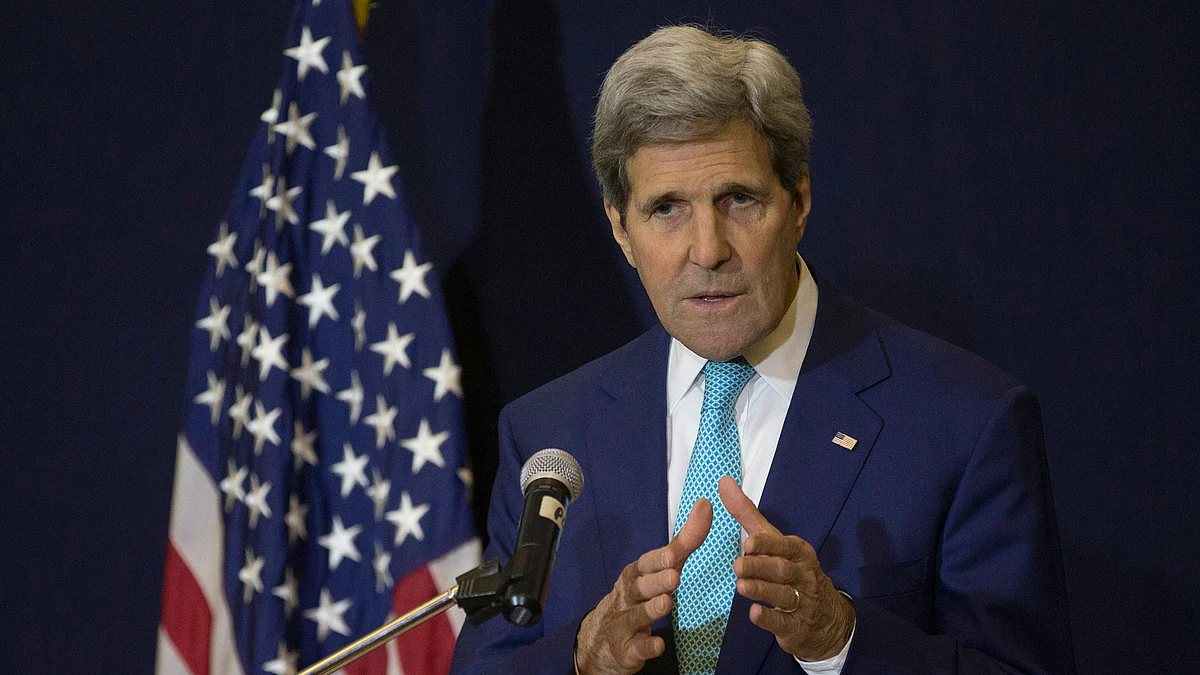 US Secretary of State John Kerry said that “Where they make a desert, they call it peace” referring to Russia. (Photo: Reuters)