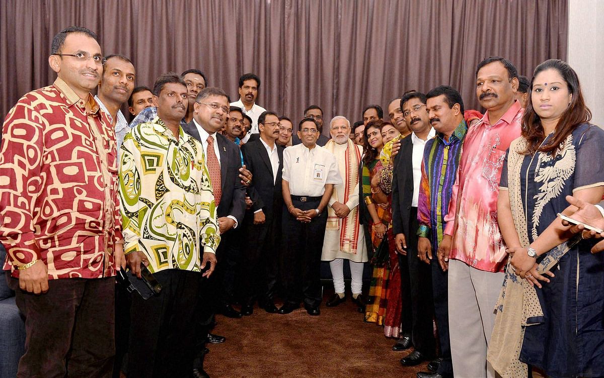 Malay expatriates from India cheered PM Modi as he credited them for contributing to the rapid growth of Malaysia.