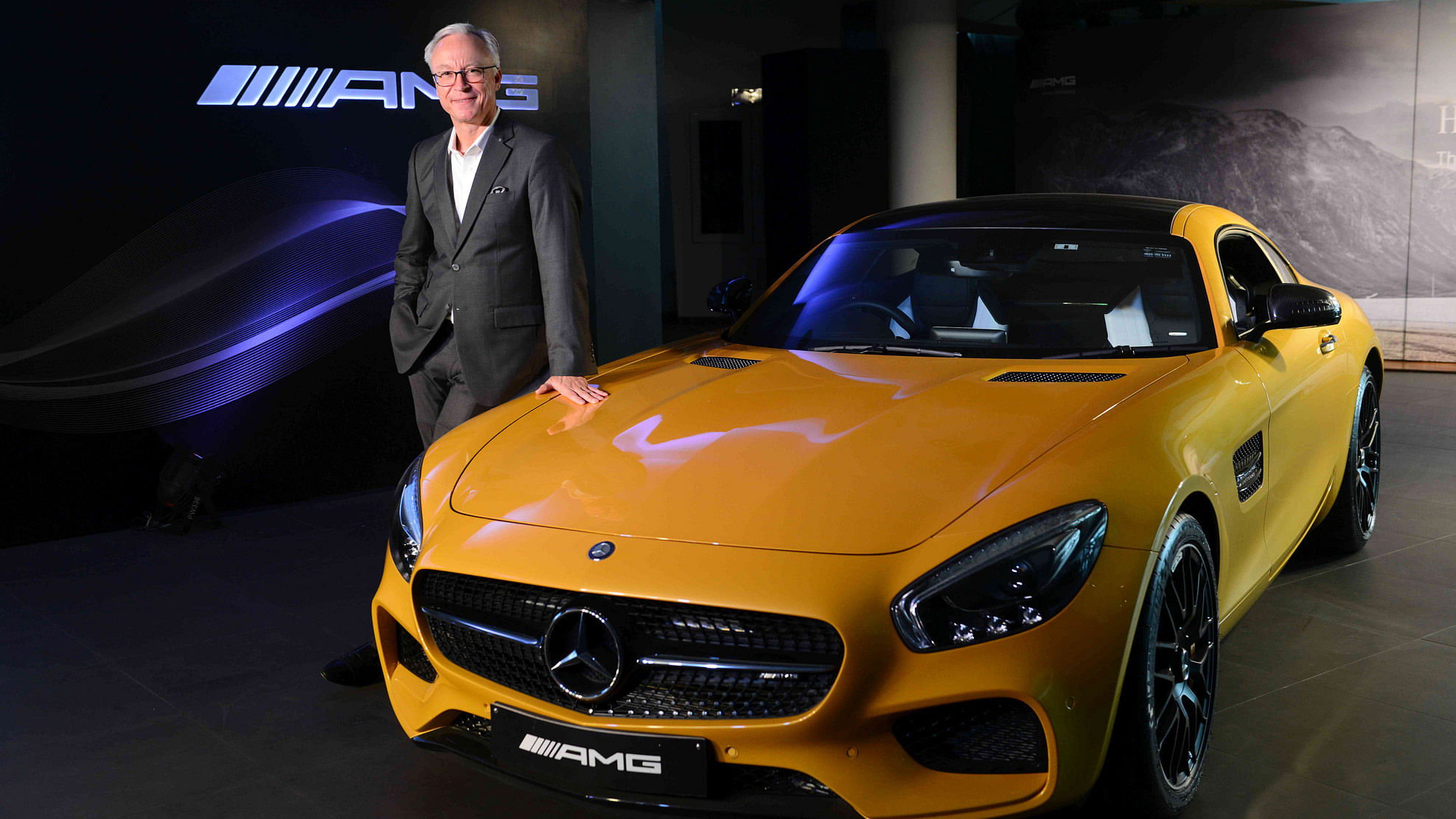 Roland Folger, Managing Director &amp; CEO, Mercedes-Benz India next to the Mercedes-AMG GT S. (Photo: Mercedes-Benz India)