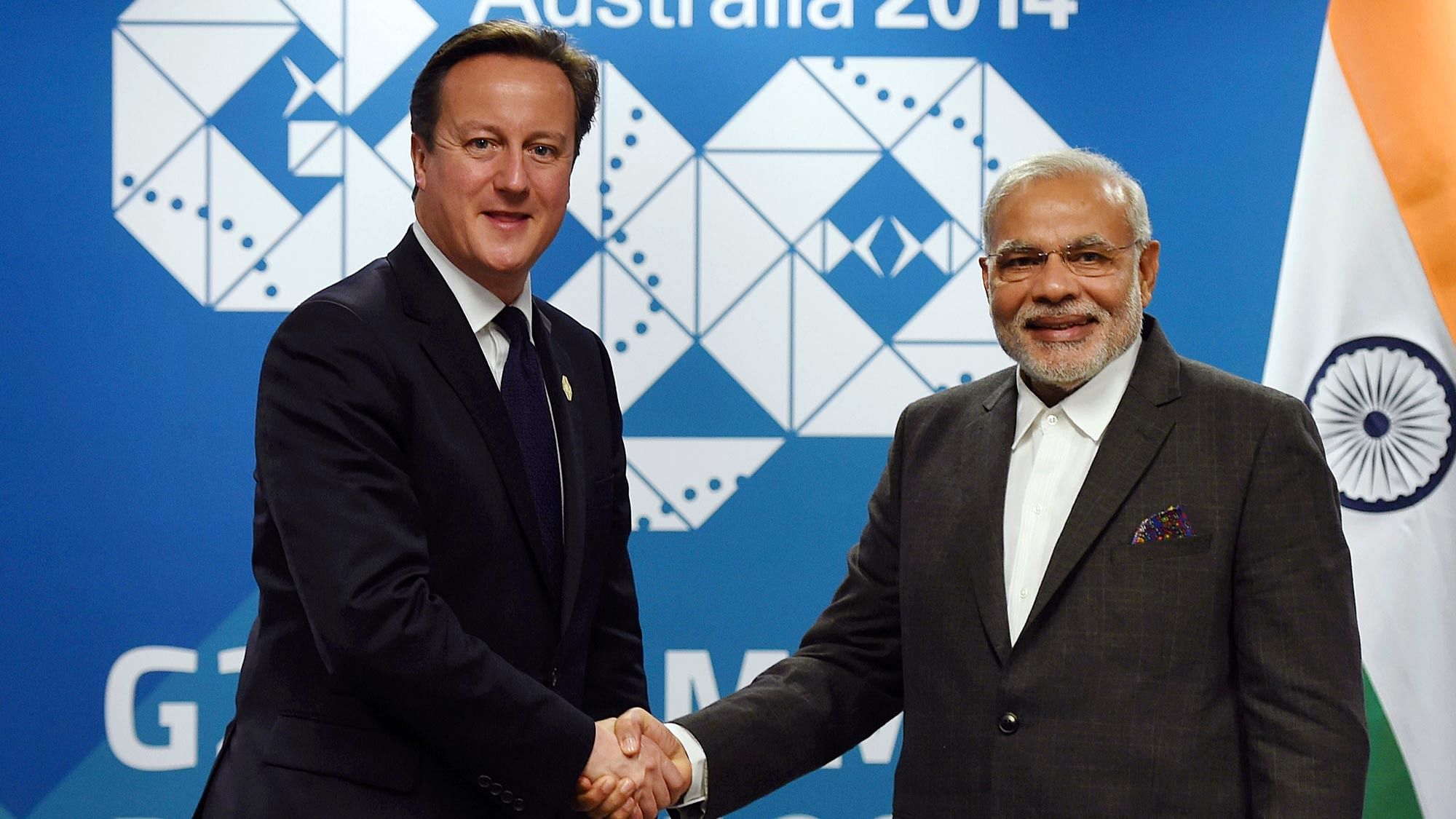 British PM David Cameron with Prime Minister Narendra Modi at the G20 Summit in Brisbane in 2014. (Photo: Reuters)