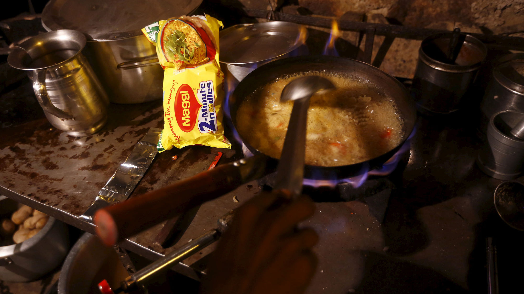 Packets of Nestle’s Maggi instant noodles are seen on display at a grocery store in Mumbai, India. (Photo: Reuters)