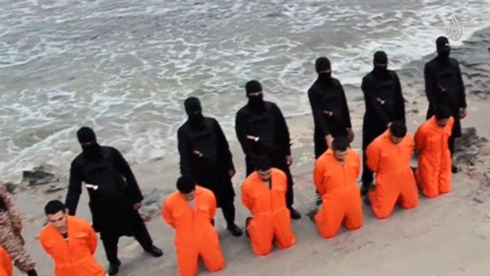Screenshot from an ISIS video showing the execution of 21 Egyptians. (Photo: Reuters)