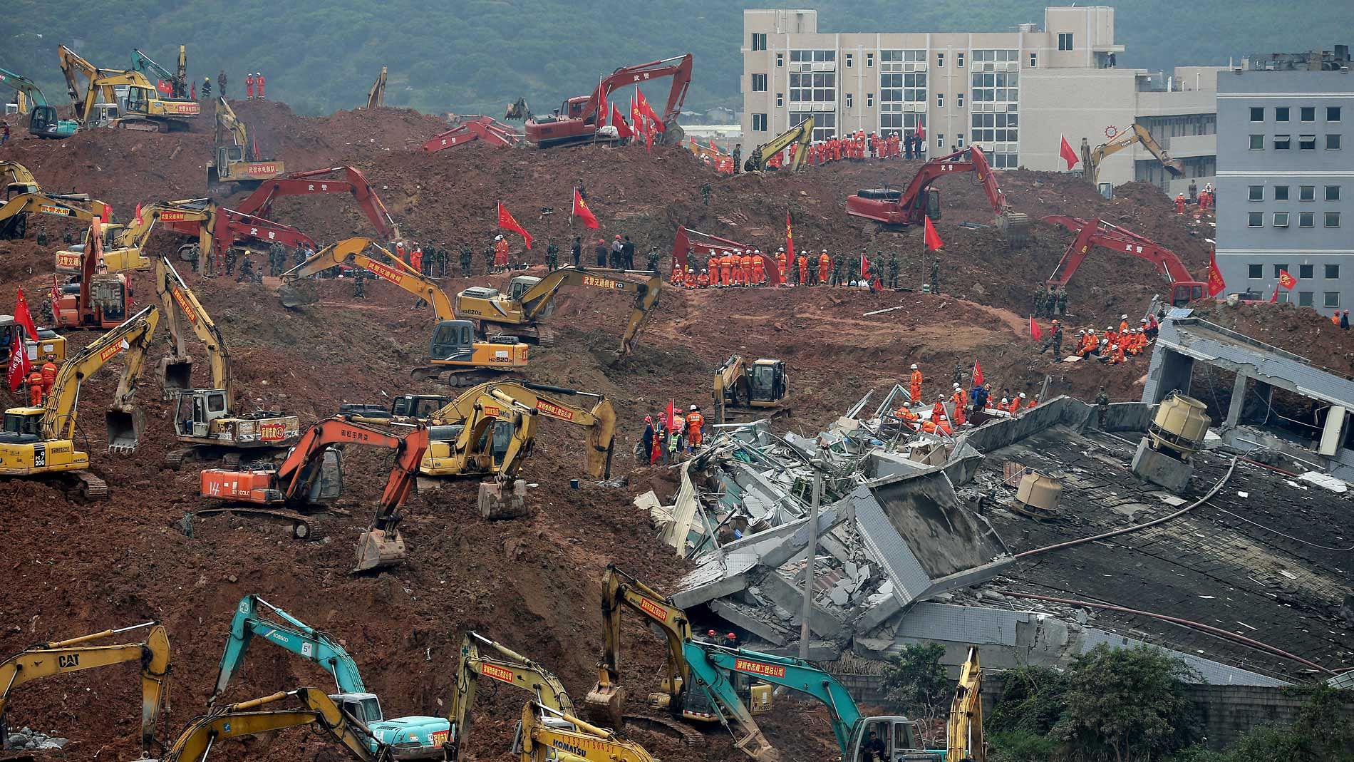 Rescuers at work at China’s Shenzen. (Photo: AP) 