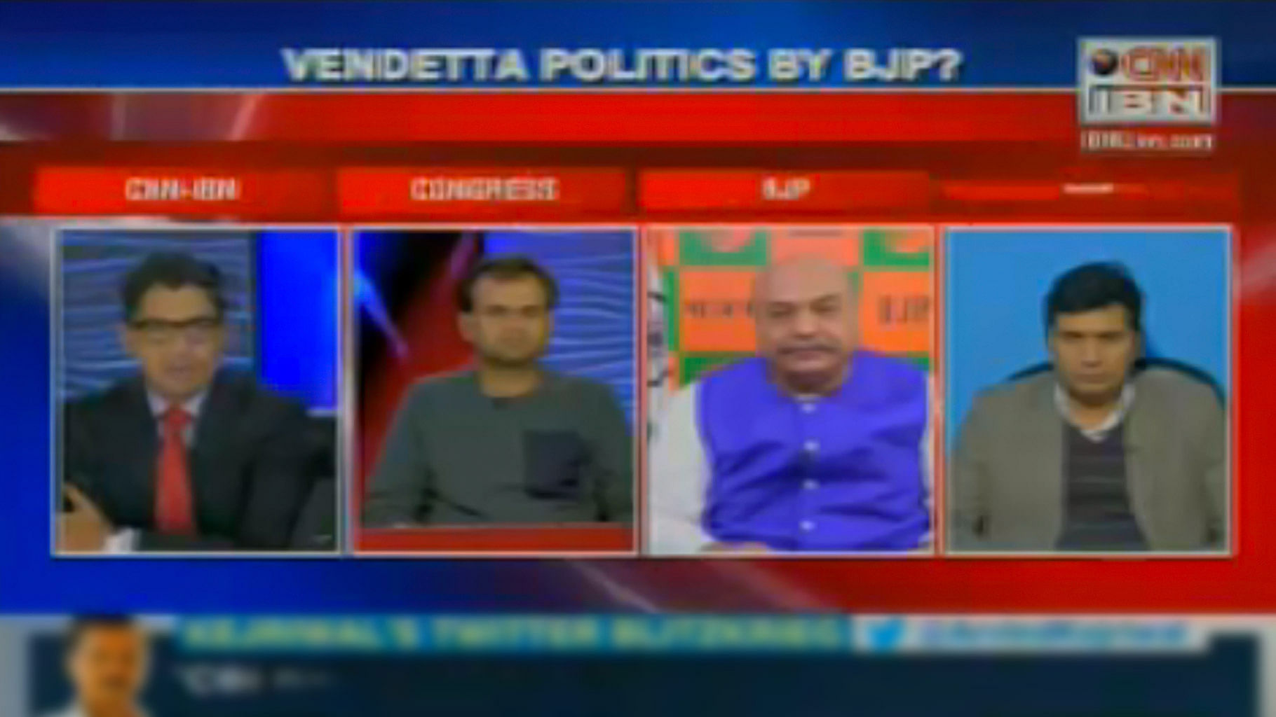 Screengrab from <i>CNN-IBN</i>’s 9pm debate.&nbsp;