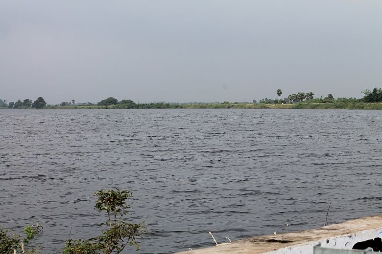 This is the Uthiramerur lake which has been dry for years, now brimming with water.(Photo Courtesy: The News Minute)