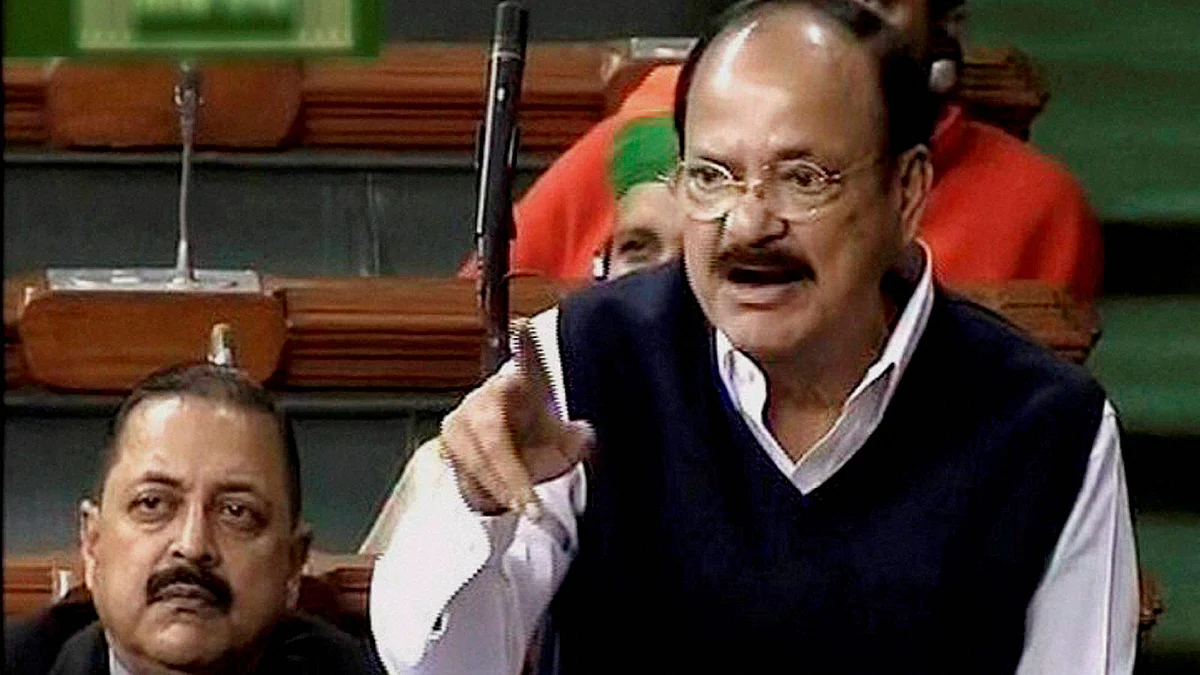 Parliamentary Affairs Minister M Venkaiah Naidu speaks in the Lok Sabha in New Delhi, December 14, 2015. (Photo: PTI)