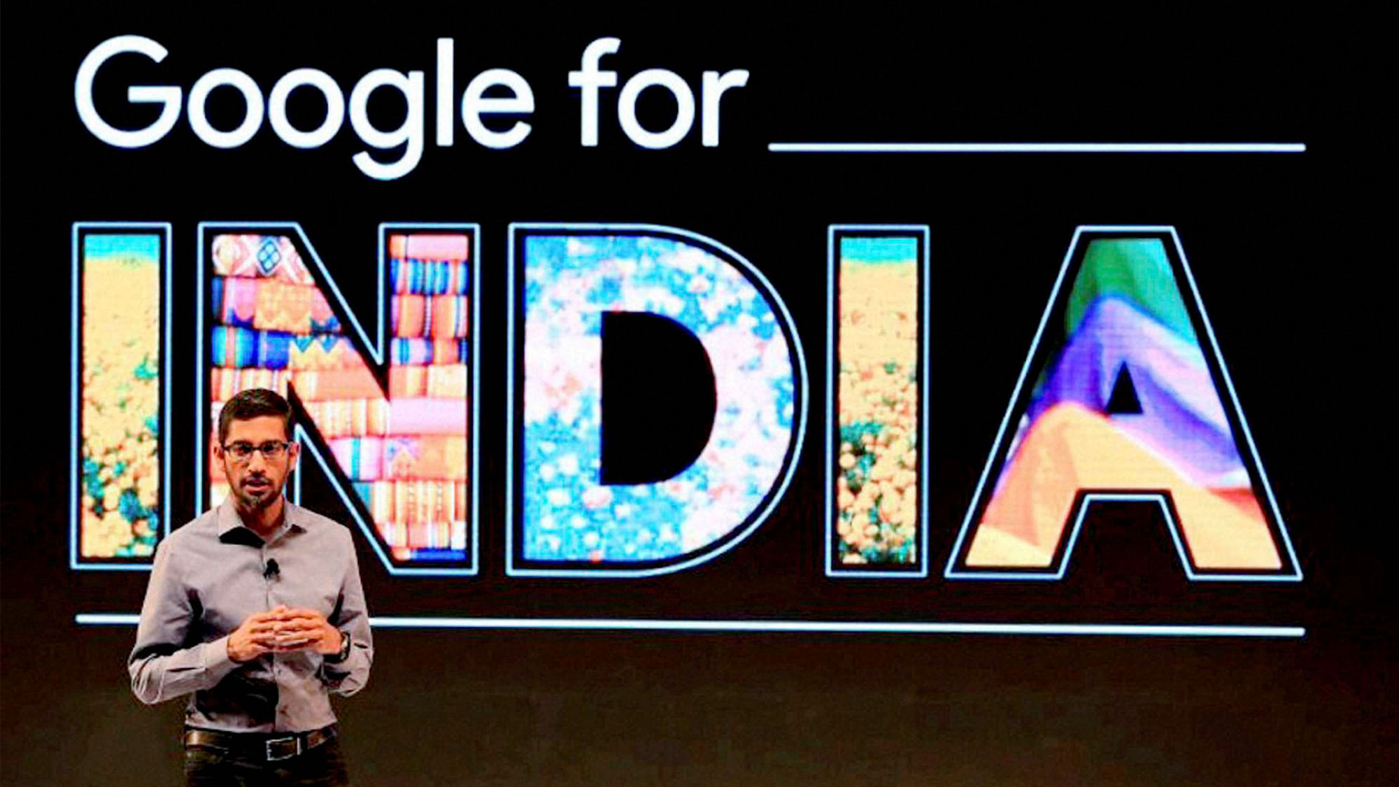 Sundai Pichai at the Google for India keynote. (Photo: ANI Screengrab)