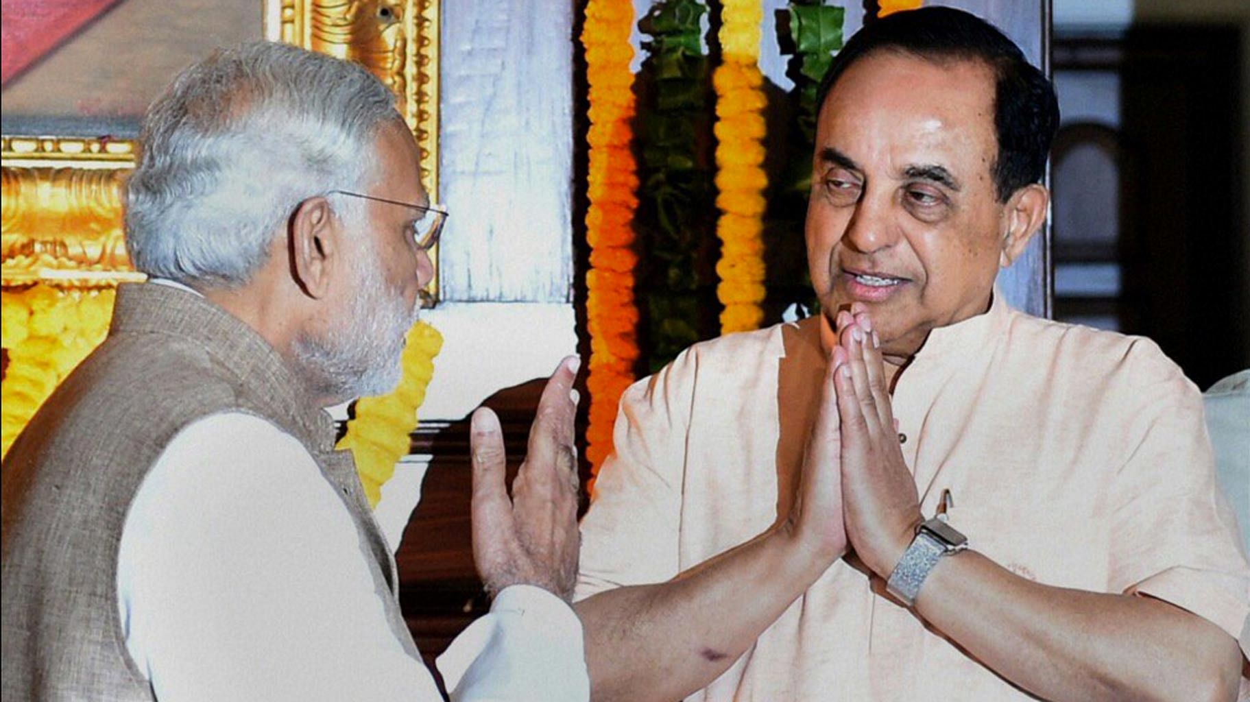 Prime Minister Narendra Modi with BJP leader Subramanian Swamy.