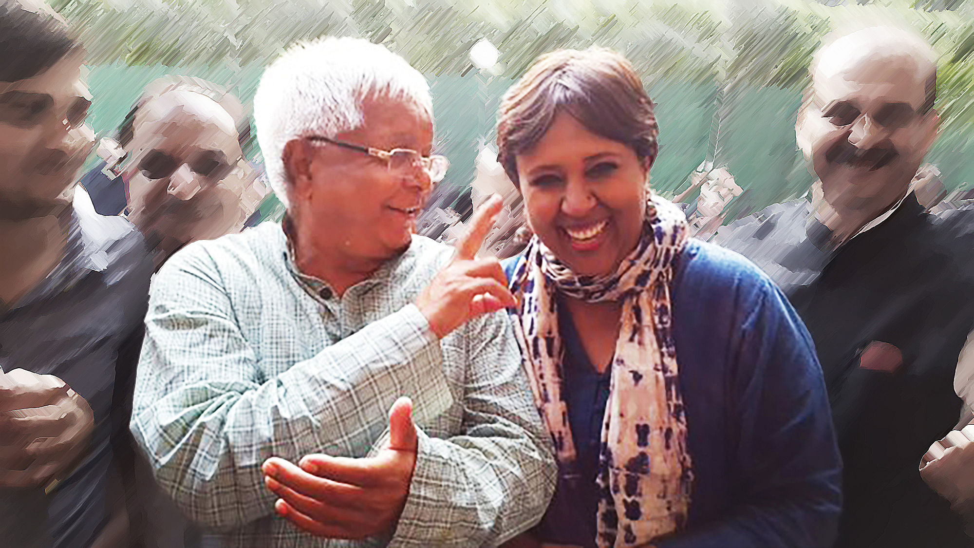 Barkha Dutt sharing a light moment with Lalu Prasad Yadav just before the Bihar polls. (Photo: <a href="https://twitter.com/BDUTT/status/663327686576615425">Twitter</a>)