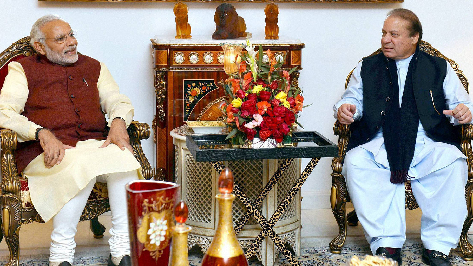 PM Modi just before his meeting with Pakistan President Nawaz Sharif. (Photo: PTI)