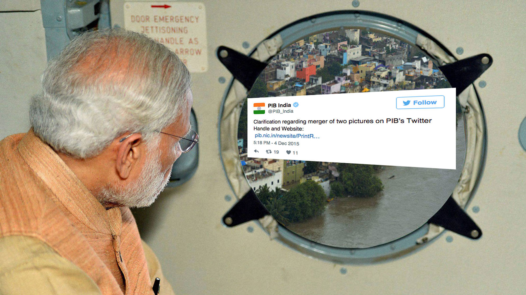 PIB apologises for photoshopping PM Modi’s picture. (The photo has been altered by <b>The Quint</b>)