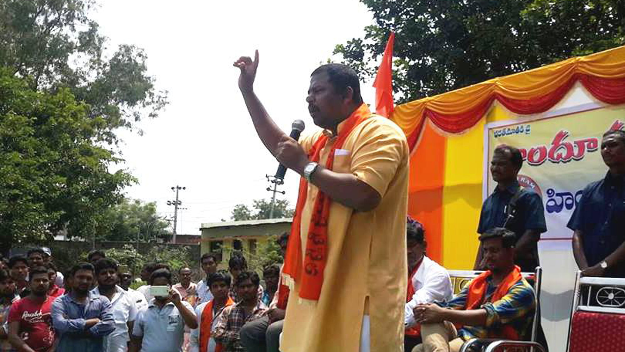 BJP MLA Raja Singh opposed beef festival at Osmania University. (Photo Courtesy: The News Minute)