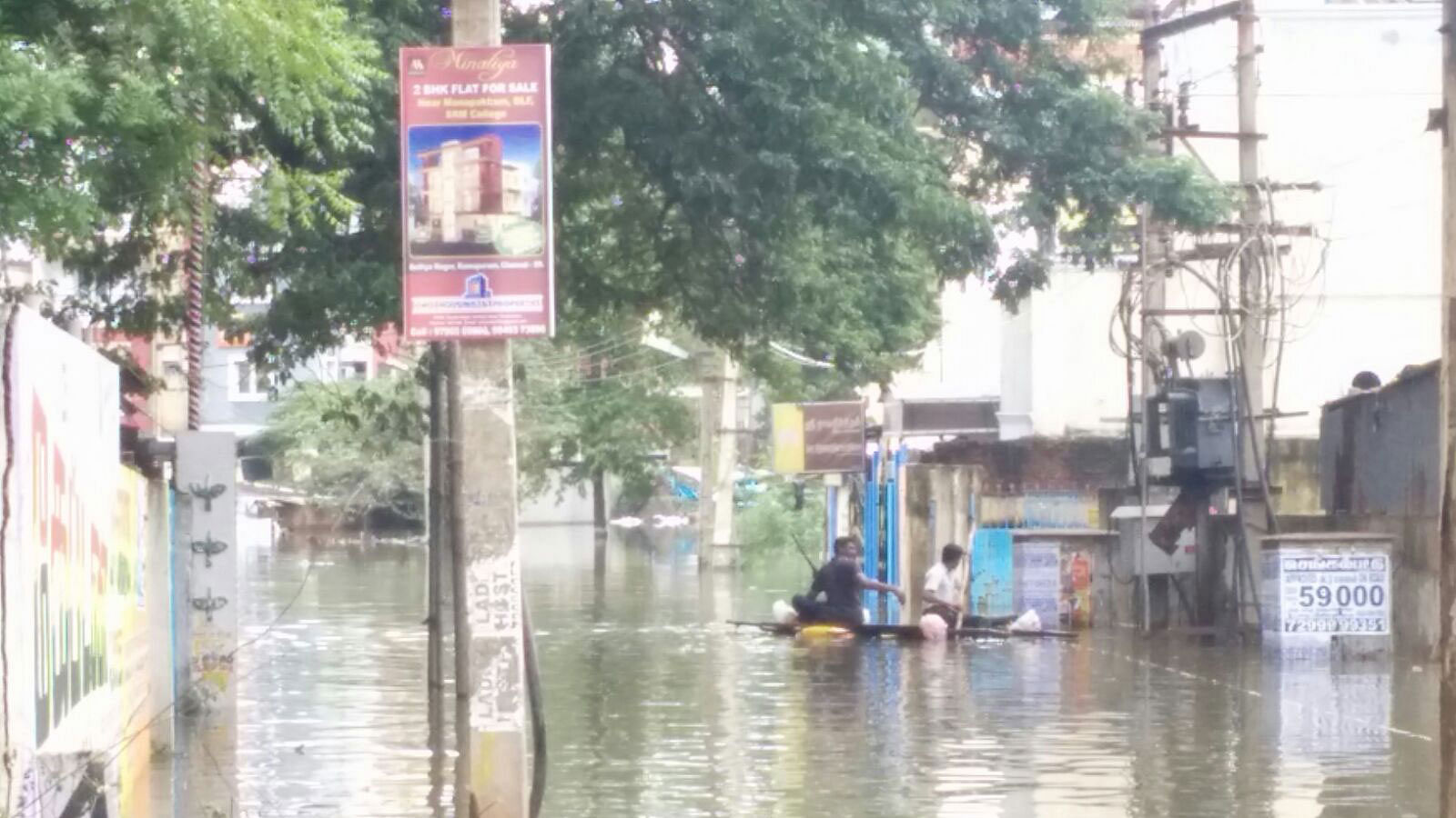  A flooded street in Chennai. (Photo: Adhiraj Singh Samyal)
