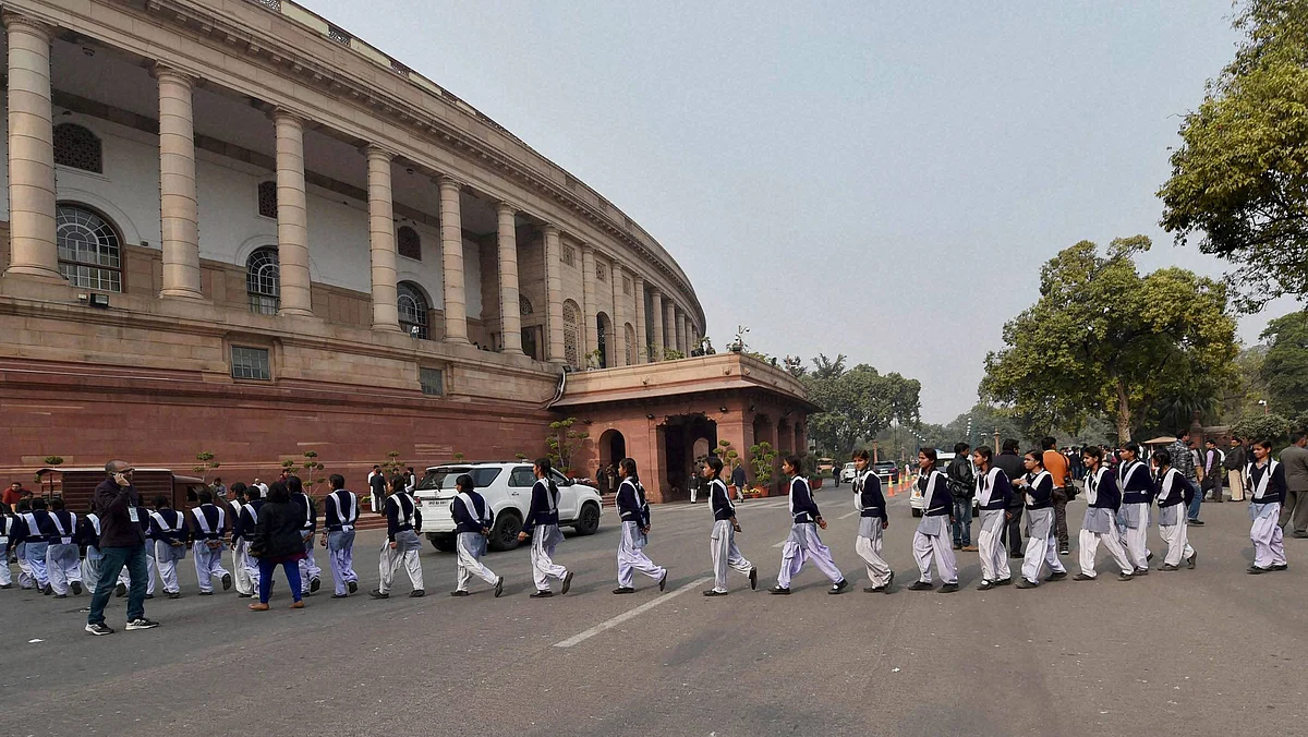 Students visiting Parliament during the winter session in New Delhi, December 12, 2015. (Photo: PTI)