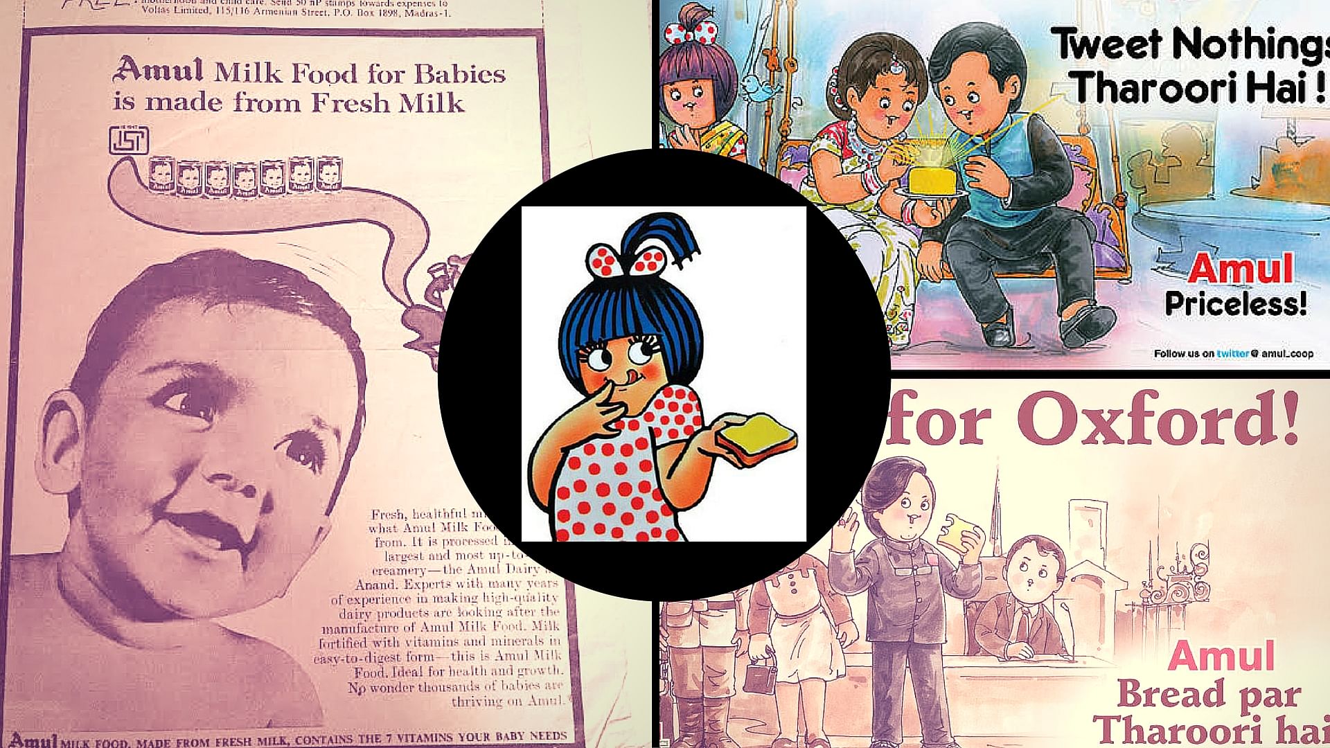 A collage of the Tharoor family cartoon and advertisements. (Photo: <b>The Quint</b>)