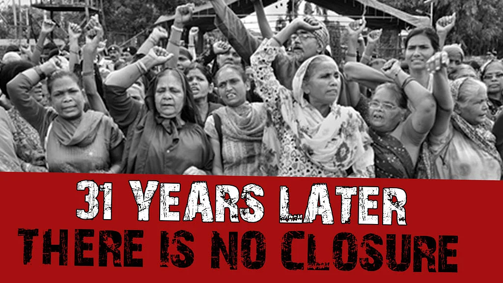 Survivors sloganeering for justice.