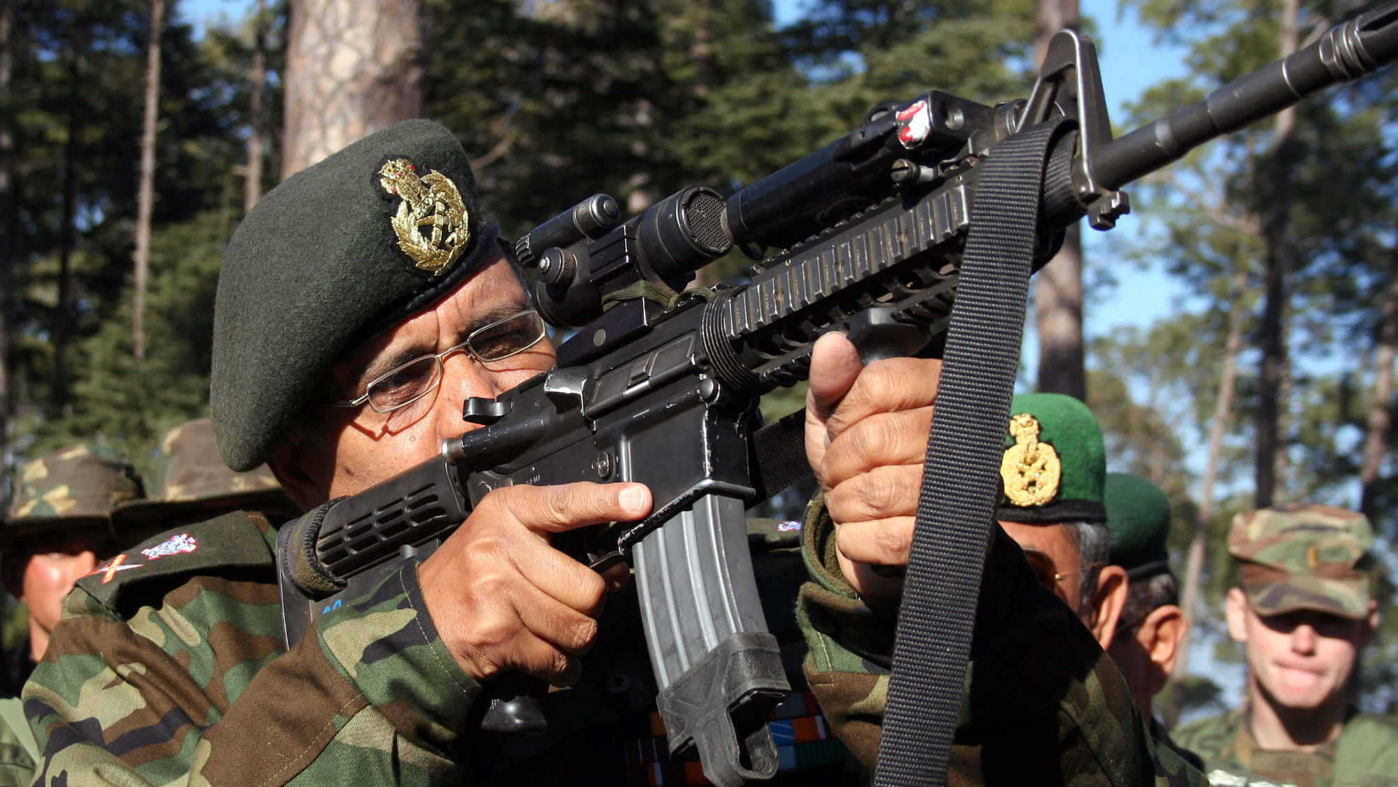 File photo of an Indian army officer inspects a US rifle during Indo-US joint exercise in Chaubattia, Uttaranchal. (Photo: Reuters)