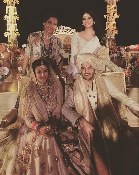 The celebrity wedding saw a high profile guest list, mostly from the film fraternity. (Photo Courtesy:<a href="https://www.instagram.com/sonamkapoor/"> Instagram/Sonam Kapoor</a>)