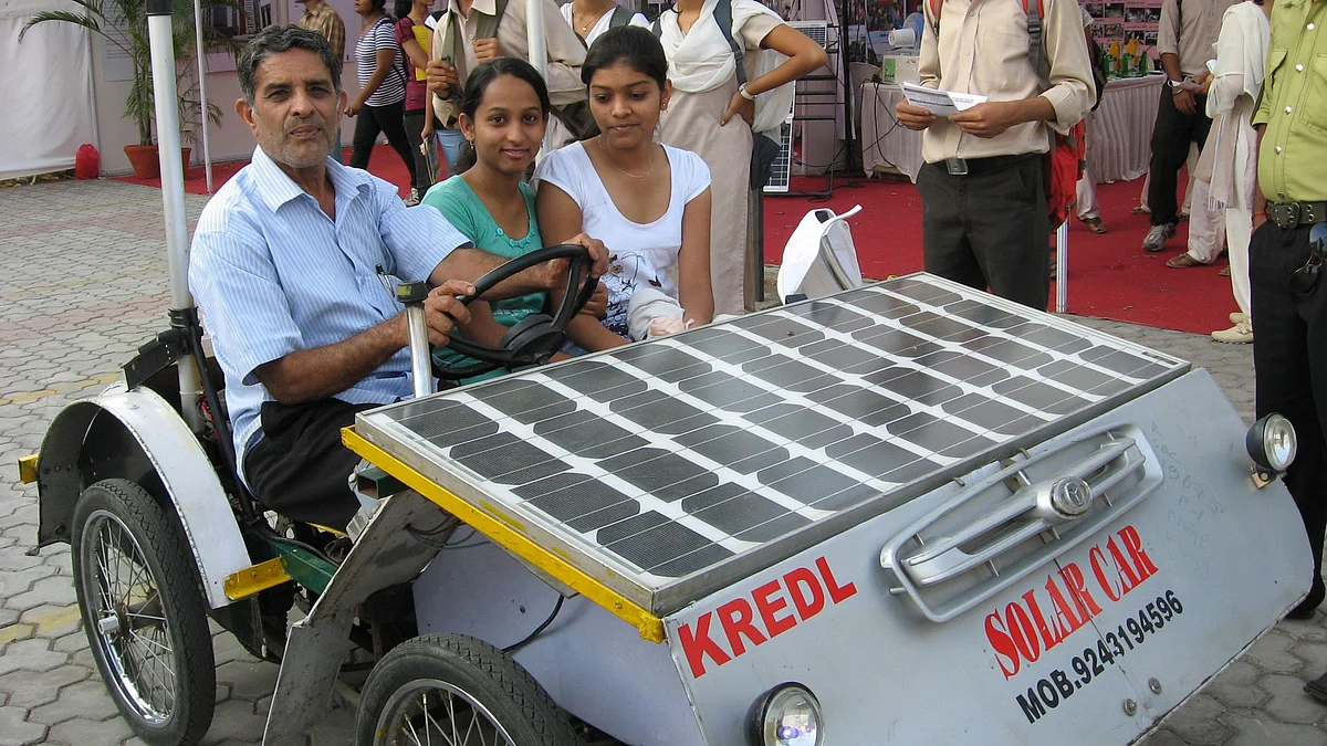 Syed Sajjad Ahmed in his self-made solar powered car. (Photo: Facebook/Syed Sajjad Ahmed)