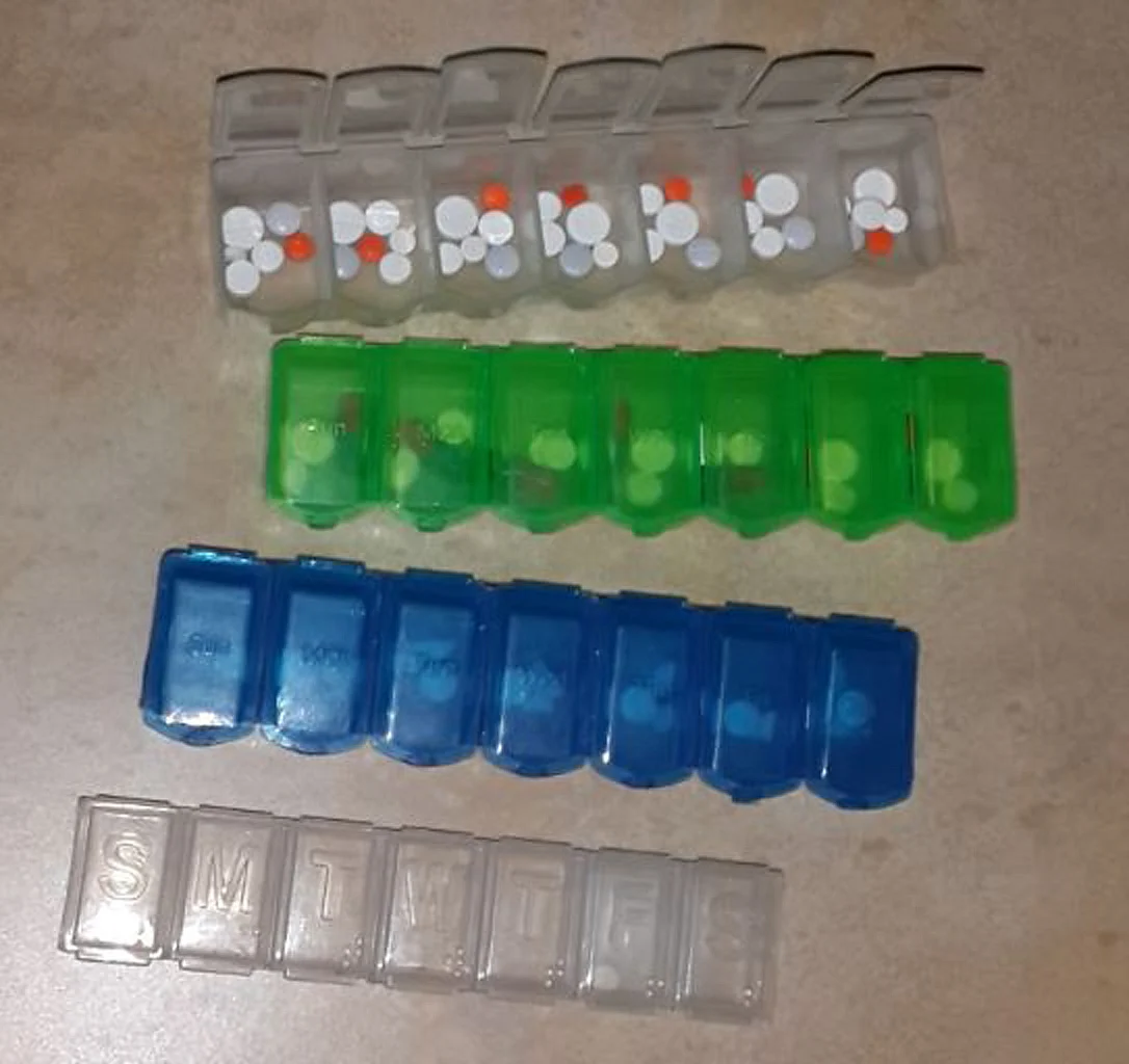The numerous boxes of pills that Anna depends on. (Photo Courtesy: Sangeeta Murthi Sahgal)