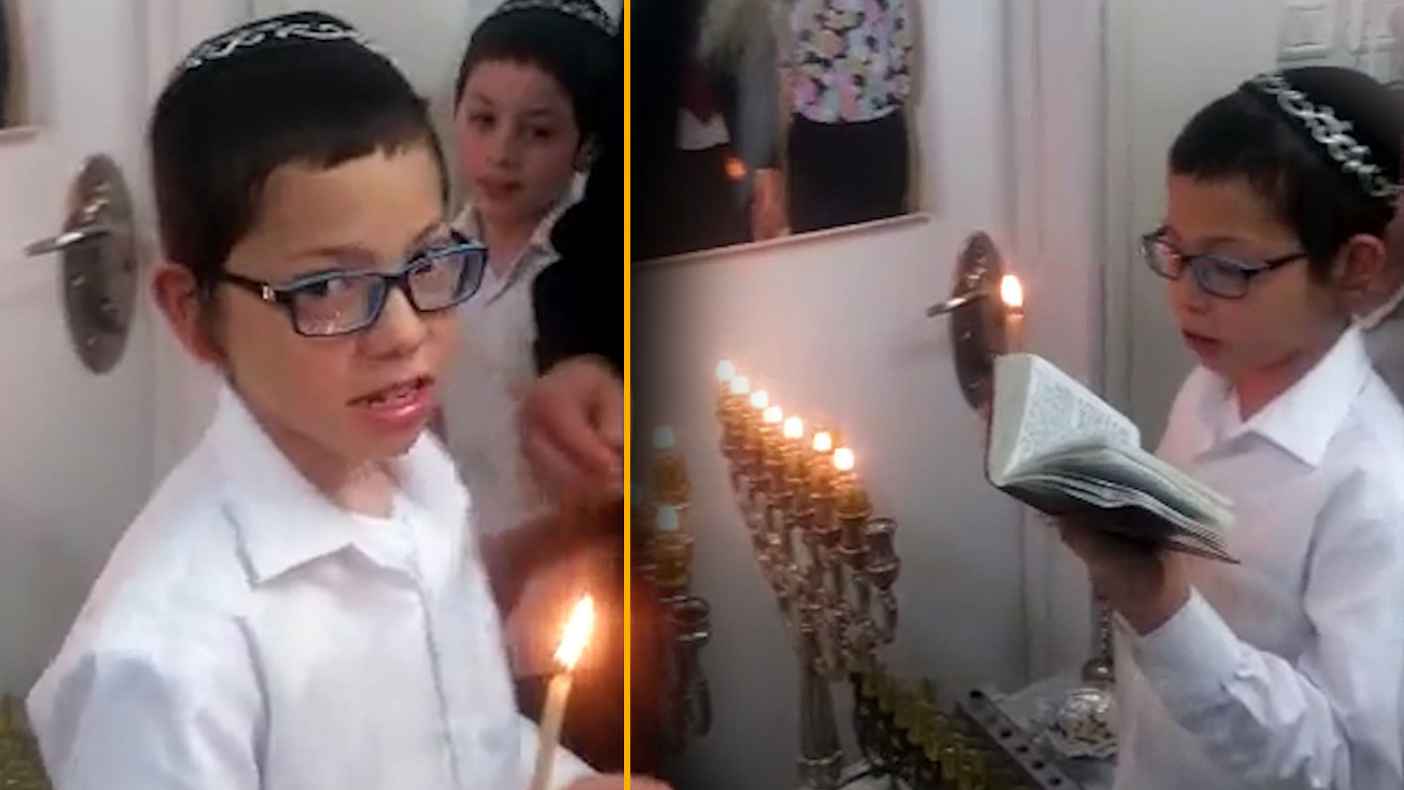 9-year-old Baby Moshe can be seen celebrating the Jewish festival of Hanukkah in Israel.&nbsp;