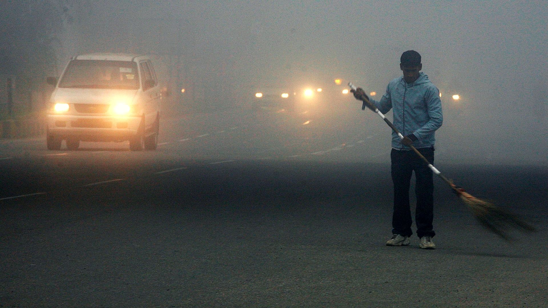 Representational image of a foggy road in Delhi.
