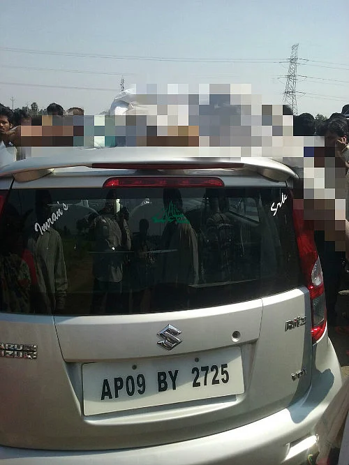 The 62-year-old farmer, Venkat Reddy, was found dead on the roof when the speeding car was finally stopped. (Photo: The News Minute)