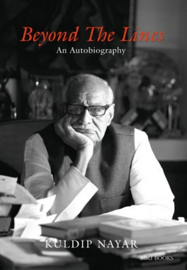 Book cover of senior journalist, Kuldip Nayar’s autobiography. (Photo: <a href="http://www.flipkart.com/beyond-lines-autobiography-english/p/itmdepn5q2sybww9?pid=9788174369109&ref=L%3A-3134706786974349685&srno=p_2&query=beyond+the+lines&otracker=from-search">Flipkart</a>)