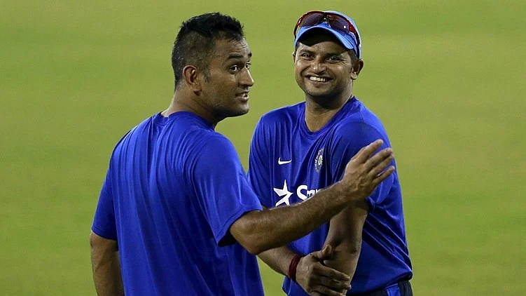 MS Dhoni (L) and Suresh Raina (R). 