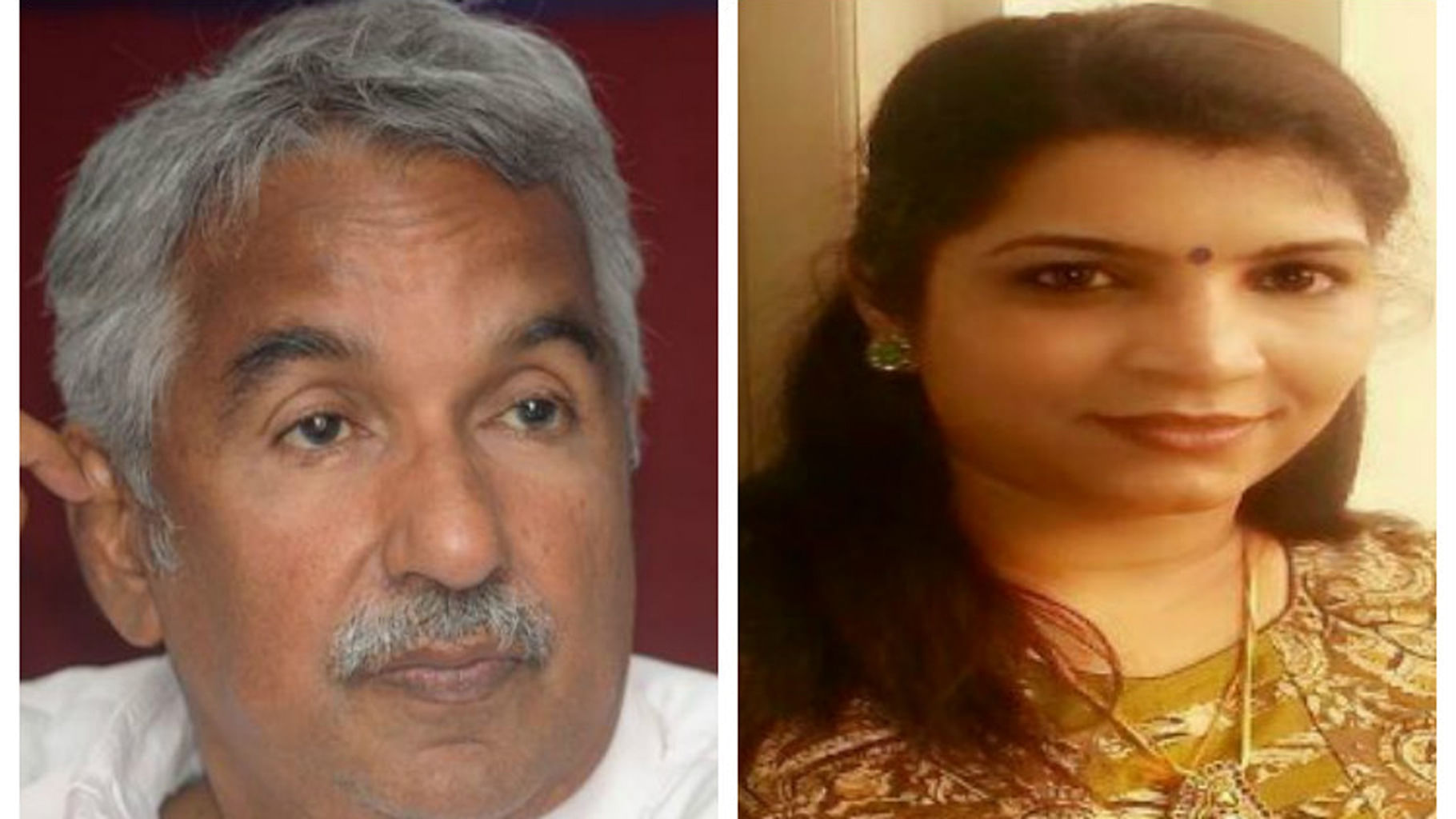 Kerala CM Oommen Chandy and solar scam accused Saritha Nair. (Photo Courtesy: The News Minute)