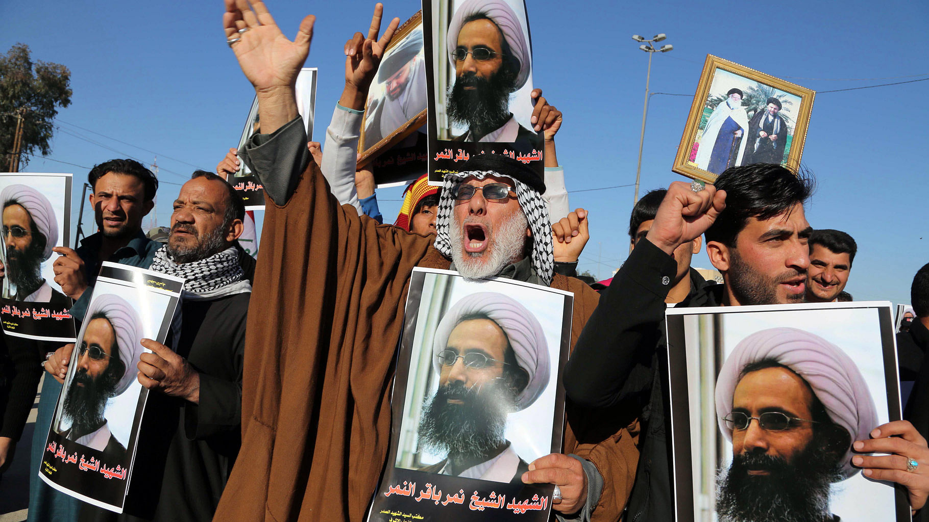  Iraqi Shia protesters chant slogans against the Saudi Arabian government during a demonstration in Najaf,  Iraq,  January 4, 2016. (Photo: Reuters)