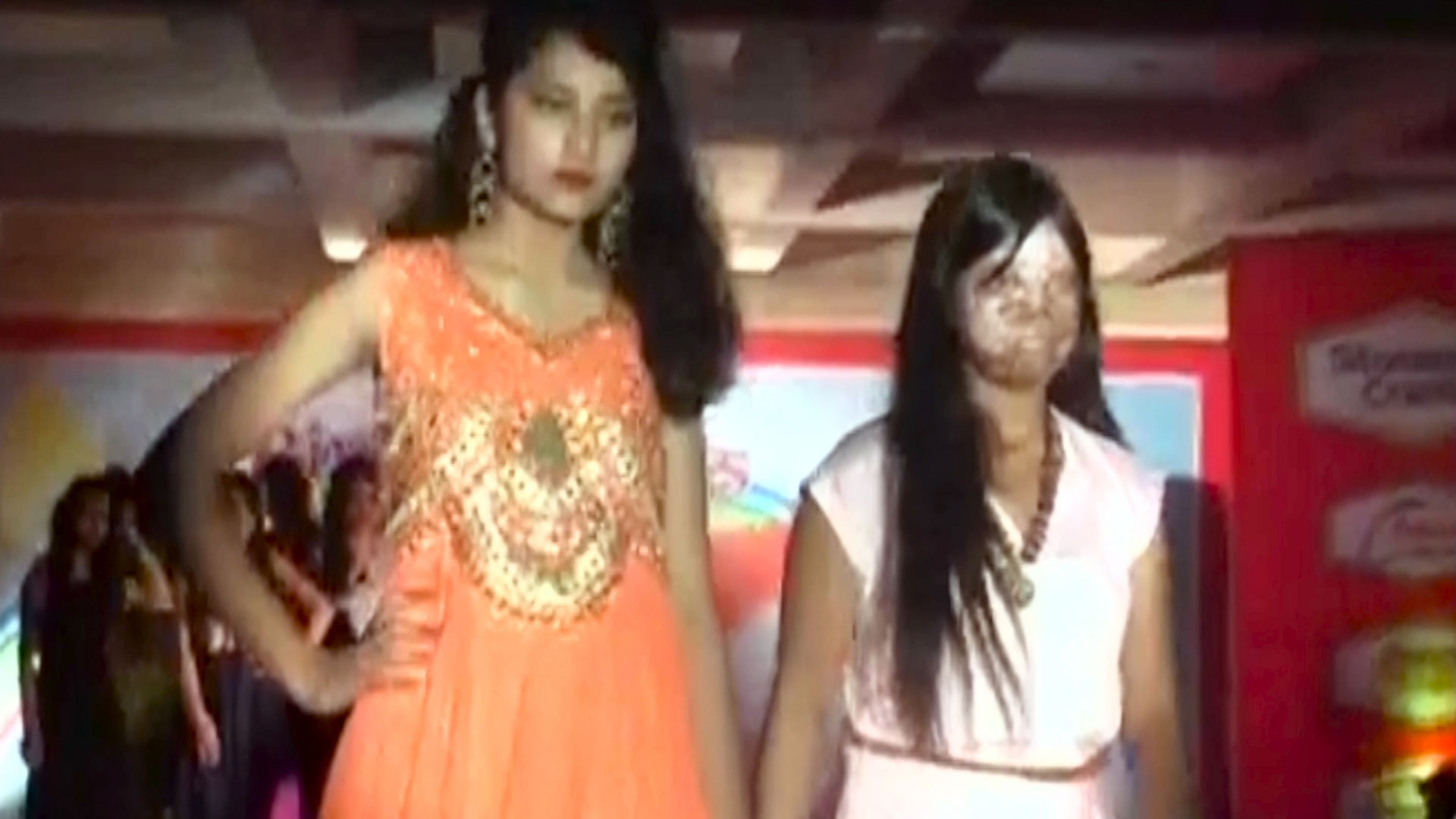 Acid attack victims and eunuchs walked the ramp together for a fashion show in Agra. (Photo: ANI screengrab)