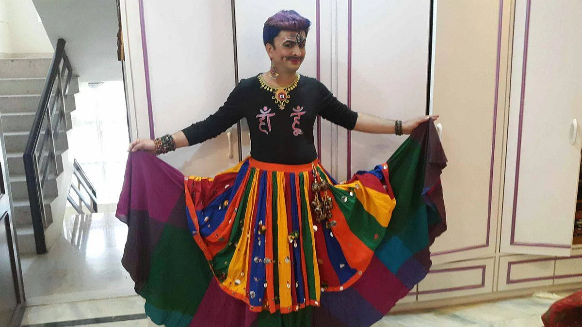 Harish Iyer in a rainbow skirt (Photo: Harish Iyer)