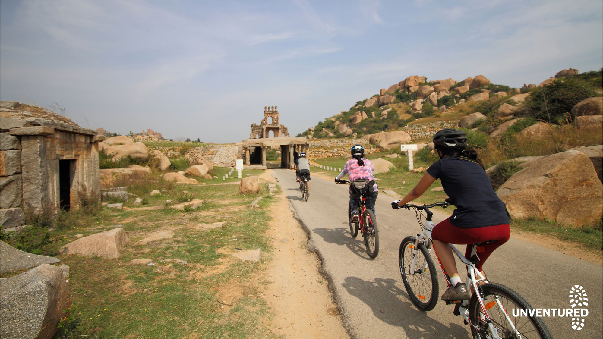 A photo taken during the picturesque Hampi cycle trail is ample proof of why you should pick up a bicycle now! (Photo Courtesy: Unventured)