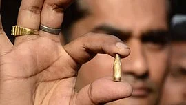 Earlier, a bullet shell that was found at Dhaki Chowk market in Pathankot on 2 January 2016. (Photo: IANS)