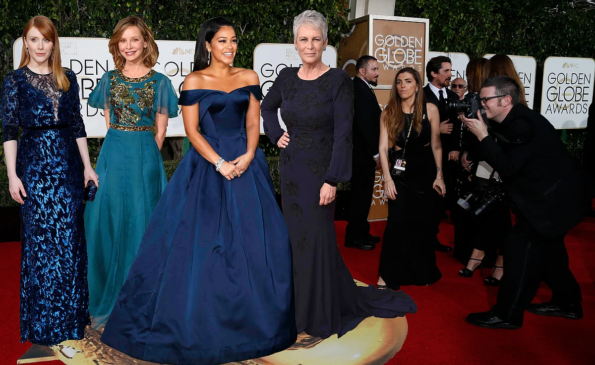Bryce Dallas Howard, Calista Flockhart, Gina Rodriguez and Jamie Lee Curtis go blue for Golden Globe (Photo: Reuters) (Photo: APT)