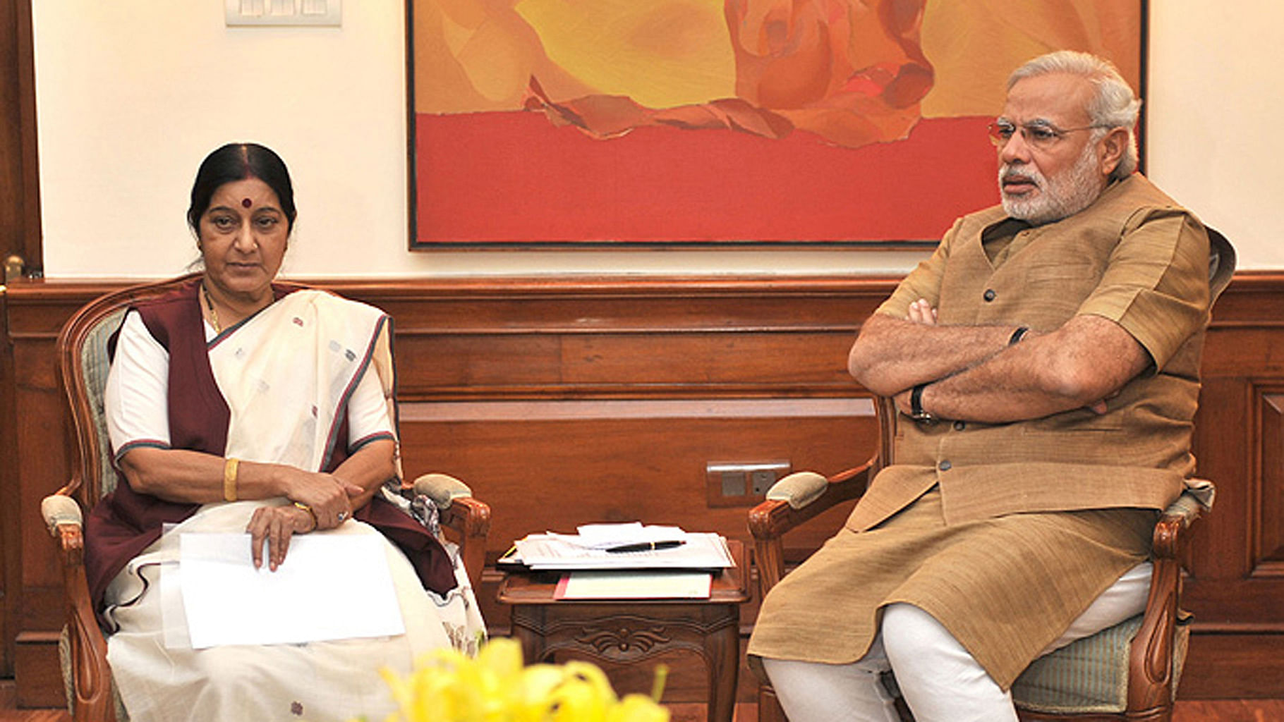 External Affairs Minister Sushma Swaraj with Prime Minister Narendra Modi (Photo: PTI)