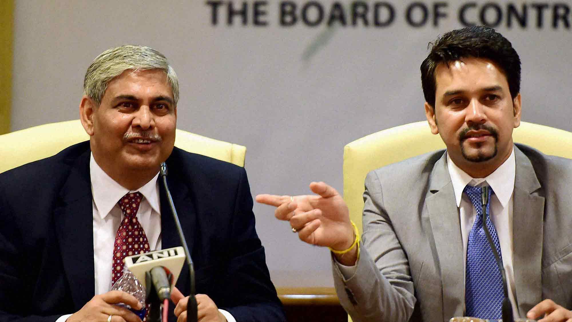 BCCI President Shashank Manohar and Secretary Anurag Thakur could both see their powers diminished if the recommendations of the Lodha Committee are implemented by the BCCI. (Photo: PTI)