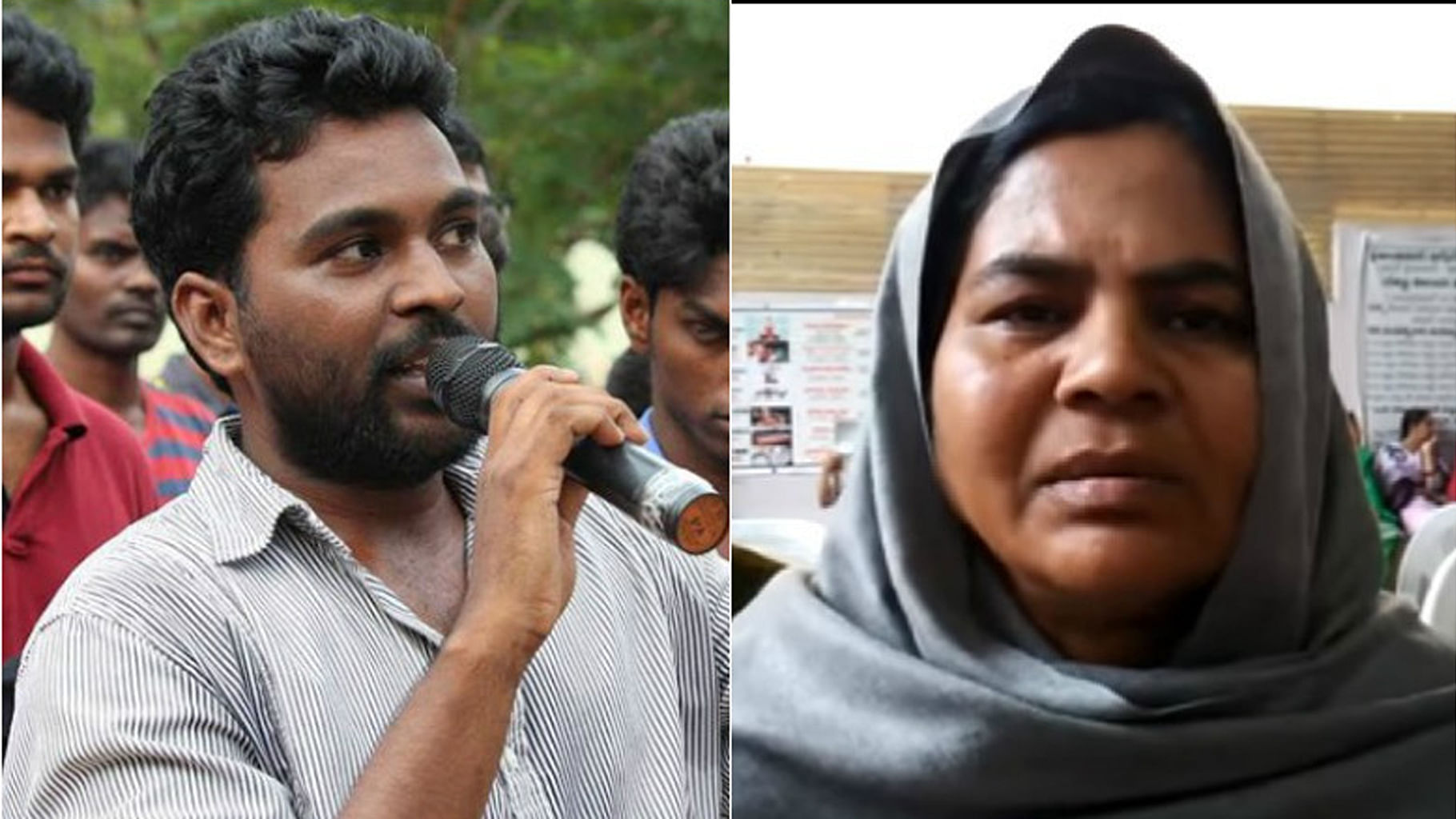Rohith Vemula and Radhika Vemula, his mother, who according to a probe, has  faked being a Dalit. (Photo Courtesy: <i>The News Minute</i>)