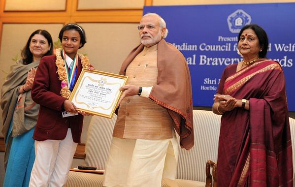 Narendra Modi  presented the National Bravery Awards to 25 children for their inspiring acts of valour.