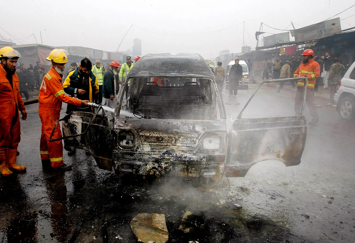 A blast near Karkhano Bazaar in Peshawar claimed 10 lives and injured 20 more. (Photo: AP)
