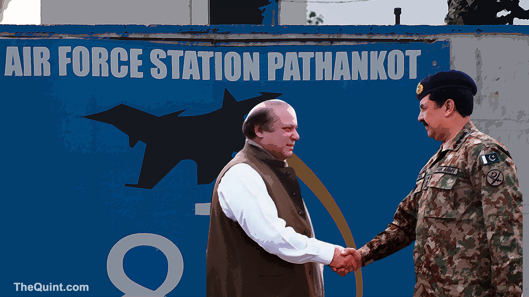 The terrorist attack on Pathankot air force base has actually saved Pakistan Prime Minister Nawaz Sharif and his army chief, General Raheel Sharif from a huge crisis. (Photo: The Quint)