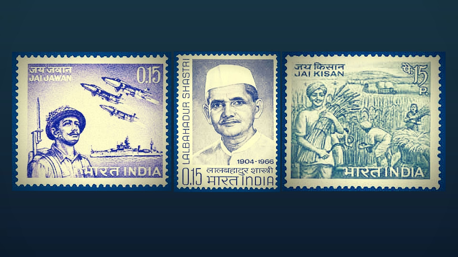 Stamps commemorate Lal Bahadur Shastri and his evergreen ‘Jai Jawan Jai Kisan’ slogan.