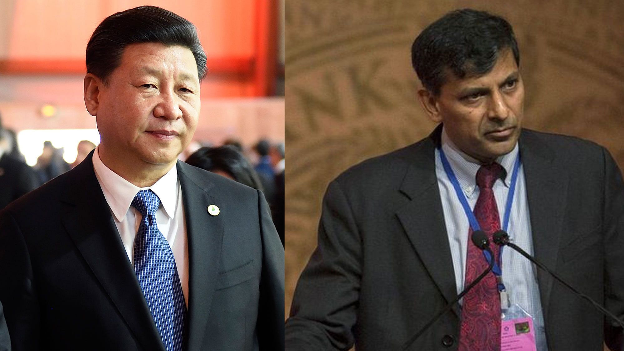 Chinese Premier Xi Jinping (left) and RBI governor Raghuram Rajan. (Photo altered by <b>The Quint</b>)